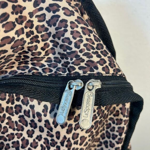 Lesportsac LEOPARD BACKPACK BLACK BROWN ANIMAL PRINT CHEETAH TRAVEL Candace - Picture 7 of 16